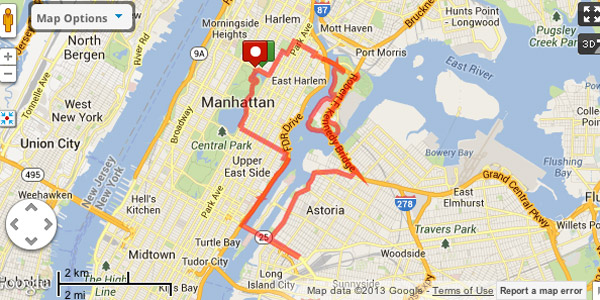 East River Running Map